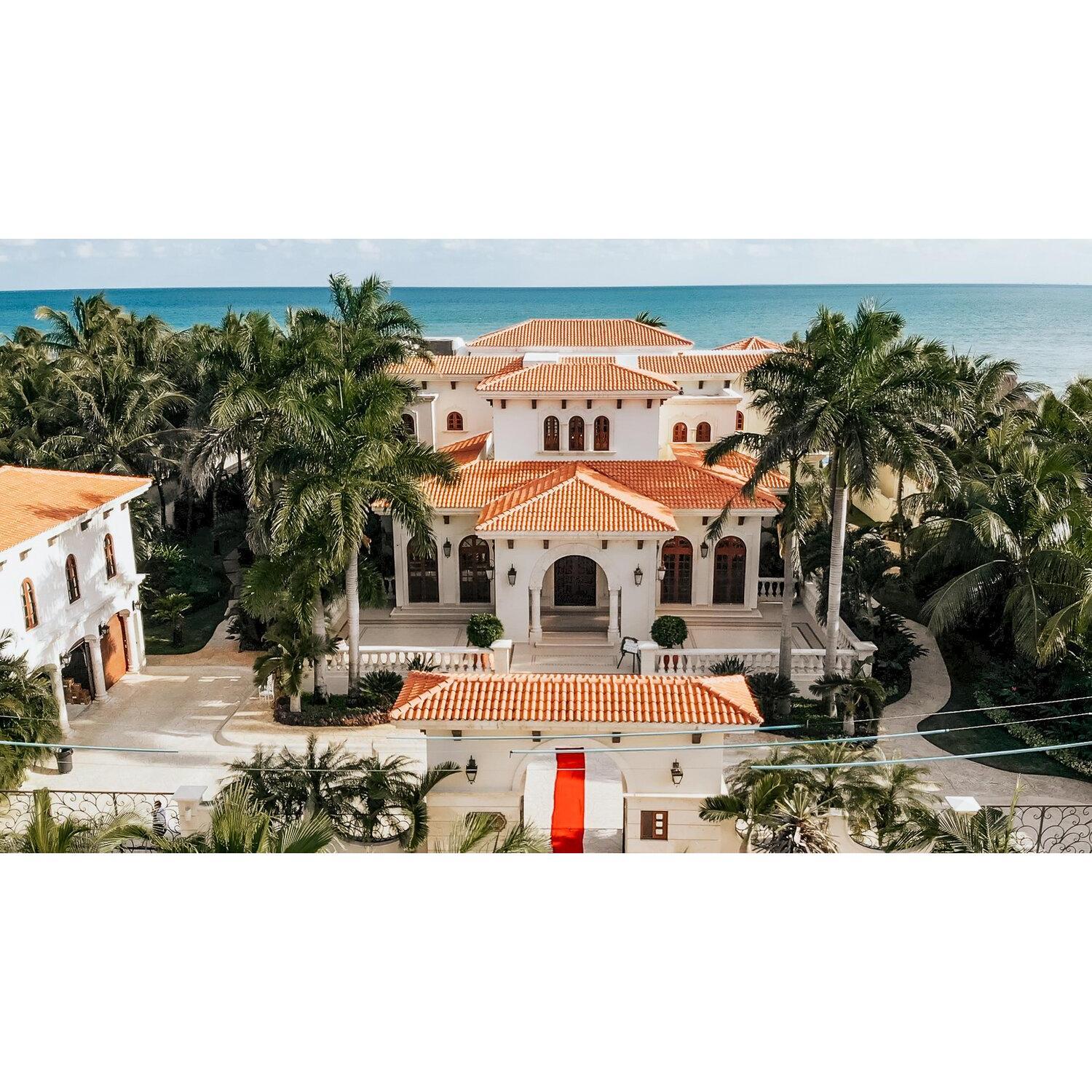 Front of Villa la Joya, the location of the wedding ceremony & reception and a thirty minute shuttle ride from Mahekal (shuttle rides provided).