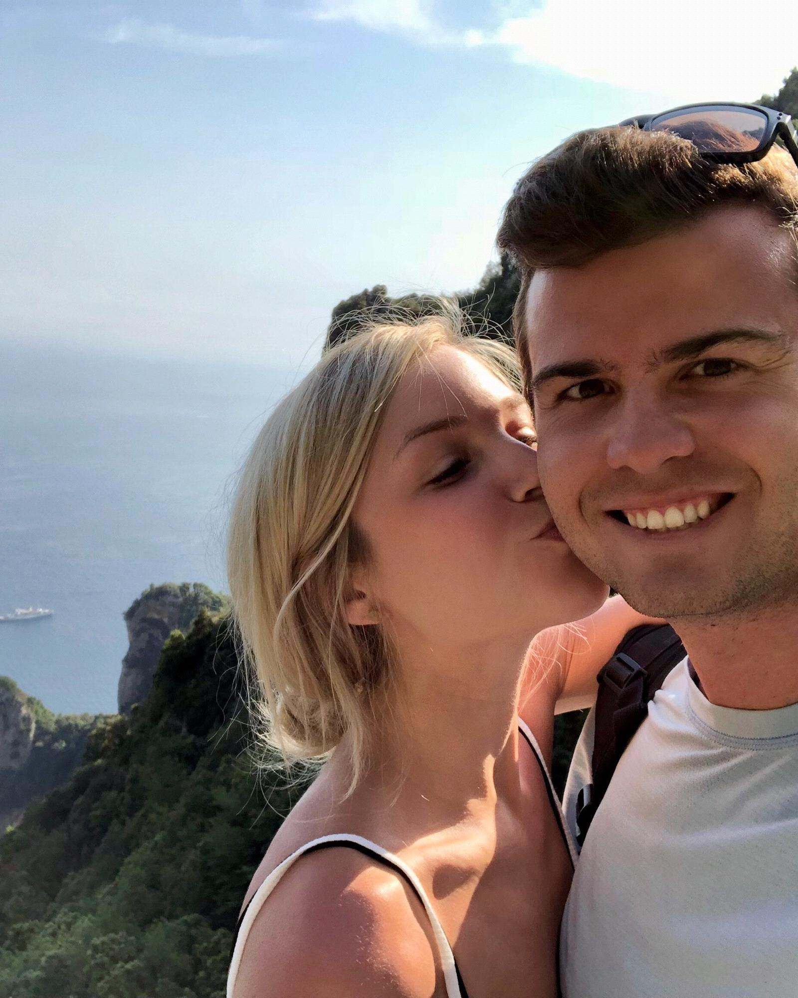 Taking in the views on the "path of the gods" trail in Positano, Italy - May 2018.