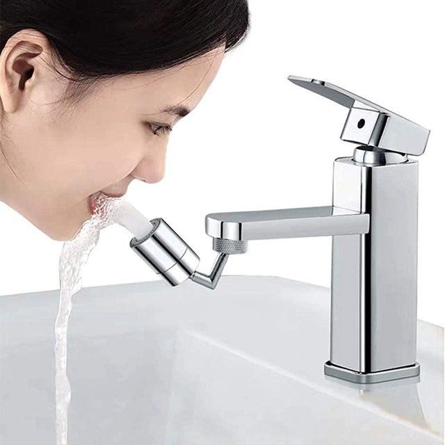 720 Degree Swivel Sink Faucet Aerator,Big Angle Spray Aerator Dual Function Kitchen Faucet Aerator, Bathroom Faucet Mounted for Face Washing, Gargle and Eyewash Station Faucet Aerator.