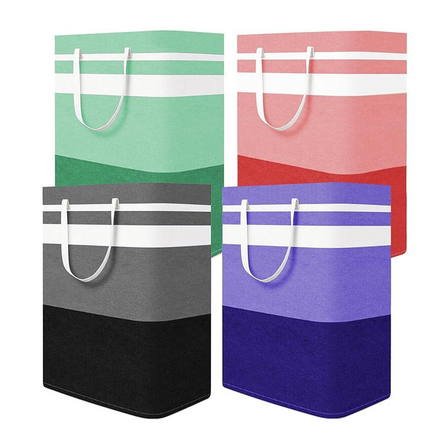 Kewjug Foldable Laundry Basket，Large Laundry Baskets with Handles,Waterproof Laundry Hamper,Collapsible Laundry Hampers for Clothes Organizer 80L (Black&Red&Green&Purple)