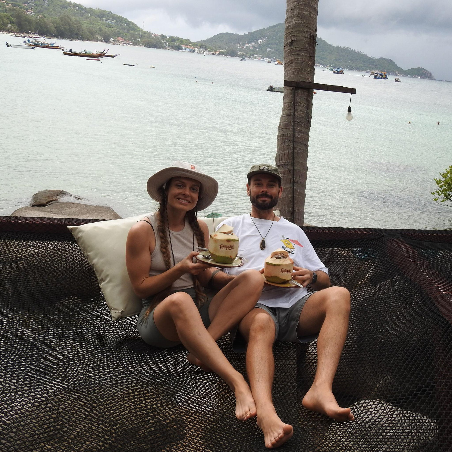 Drinking coconuts while overlooking Sairee Beach at Koh Tao!! We can't wait for you all to join us.
