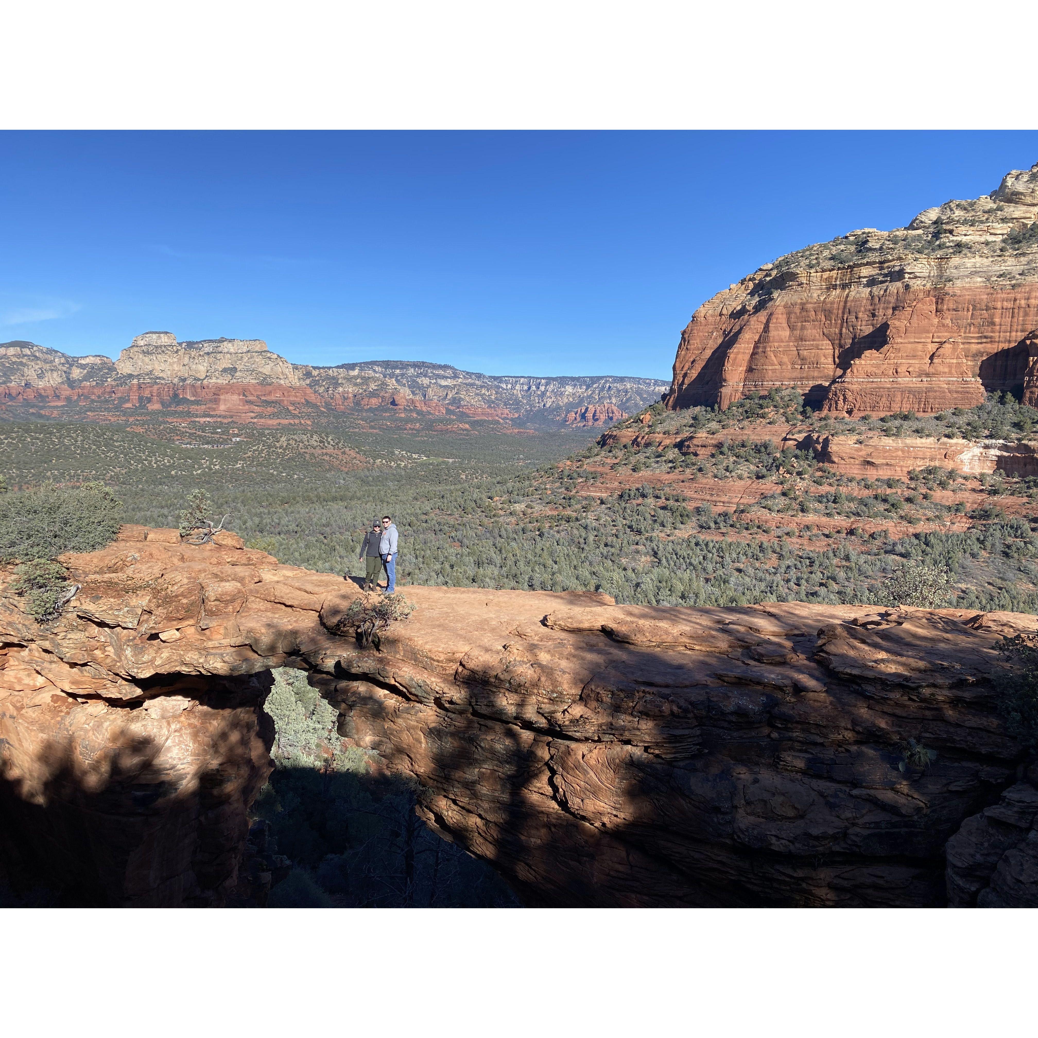 Emma convinced Austin to make his way out onto Devil's Bridge in Sedona. Had to get a picture as proof!