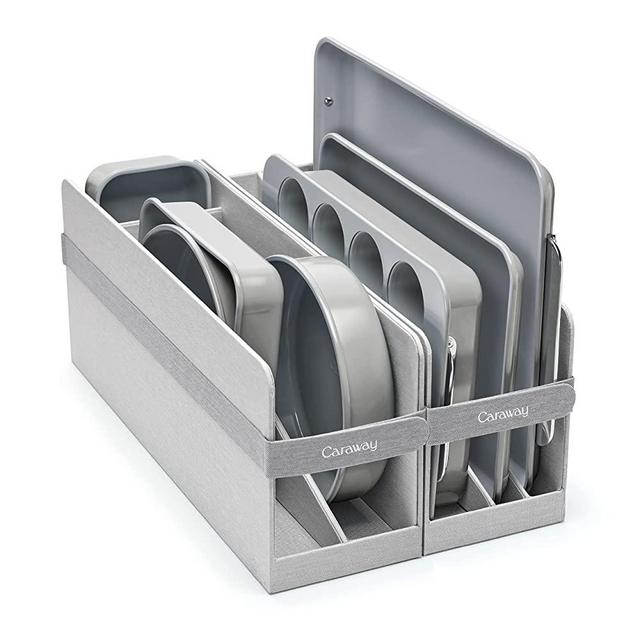 Caraway Nonstick Ceramic Bakeware Set (11 Pieces) - Baking Sheets, Assorted Baking Pans, Cooling Rack, & Storage - Aluminized Steel Body - Non Toxic, PTFE & PFOA Free - Gray