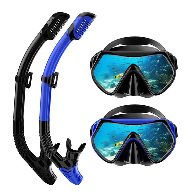Snorkeling Gear for Adults, Dry-Top Snorkel Set Scuba Diving mask, 180°Panoramic Wide View Professional Snorkeling Gear Breathing Freely Snorkel Mask