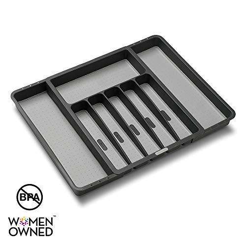 madesmart Expandable Silverware Tray - Granite | CLASSIC COLLECTION | 8-Compartments | Kitchen Organizer | Soft-Grip Lining and Non-Slip Rubber Feet | Easy to Clean | BPA-Free