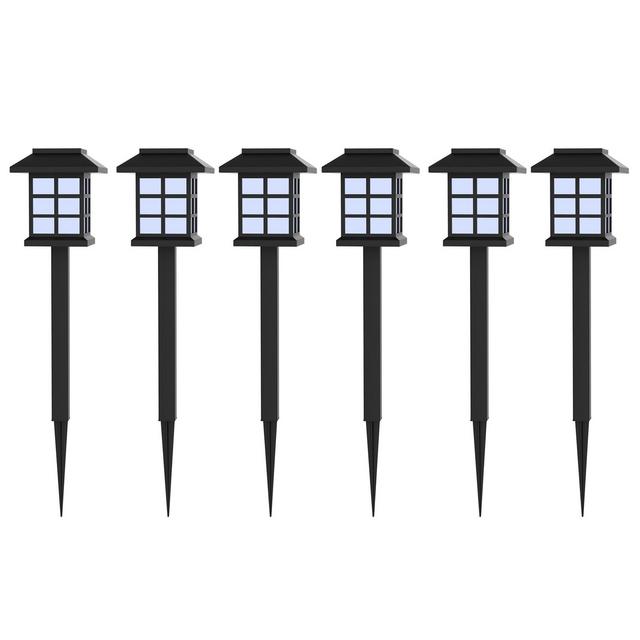 Nature Spring Outdoor Solar LED Garden Lights – Black, 6 Pieces