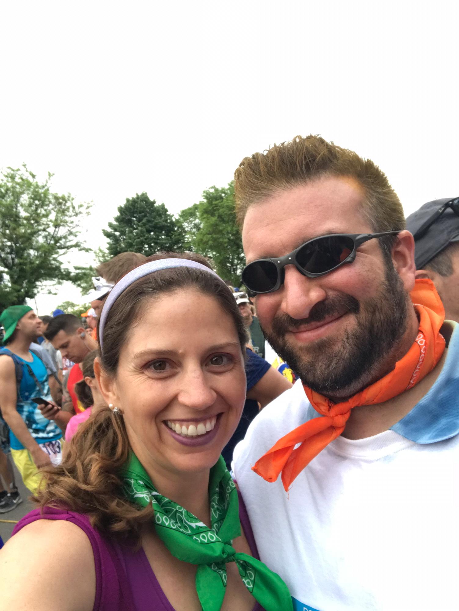 Jesse's first Bolder Boulder... Mystery Crew! Fred and Daphne. Fred now knows never to wear blue shoes to run 6.2 miles!