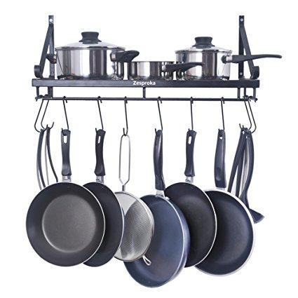 Kitchen Wall Pot Pan Rack With 10 Hooks