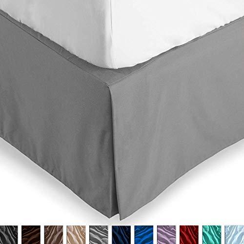Bare Home Bed Skirt Double Brushed Premium Microfiber, 15-Inch Tailored Drop Pleated Dust Ruffle, 1800 Ultra-Soft, Shrink and Fade Resistant (Queen, Light Grey)