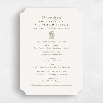 Beige Ticket Wedding Program - Vianne