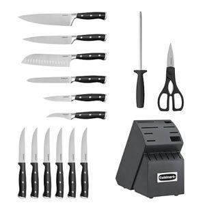 Cuisinart 15-Piece Knife Set with Block, High Carbon Stainless Steel, Forged Triple Rivet, Black/Black C77BTR-15PBK