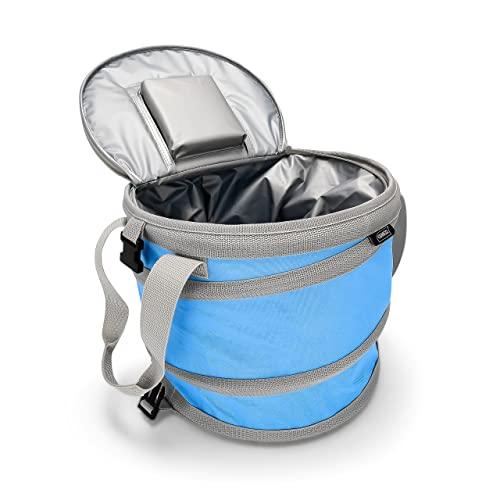 Camco Pop-Up Cooler - Lightweight, Waterproof and Insulated Pops Open for Use and Collapses Flat for Storage | Perfect for the Beach, Pool, Camping, Tailgating and Travel - Blue (51995)