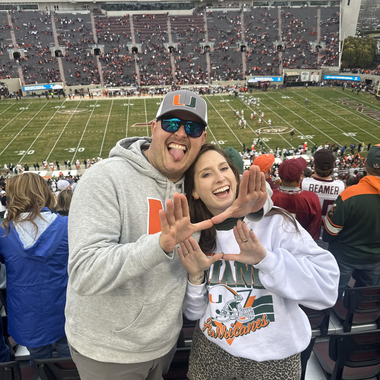 Our first college football game together and Tech lost! 
Go VOLS... I mean Miami! LOL