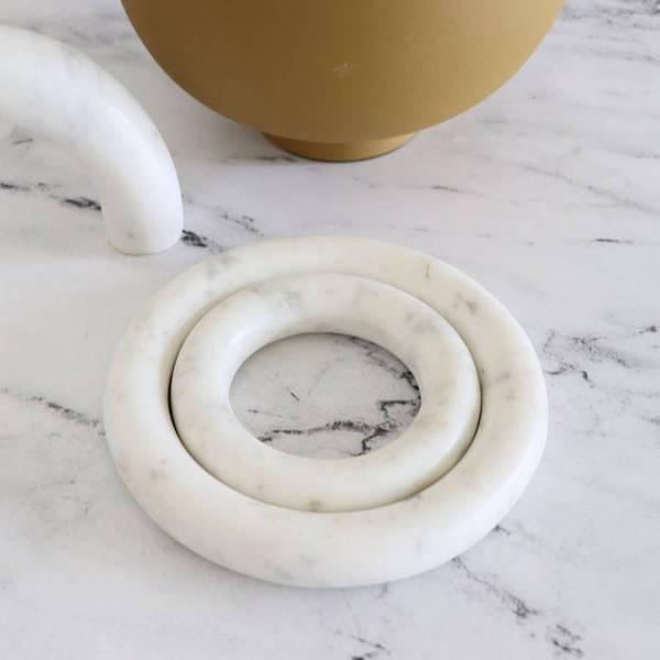 White Marble Trivet Set
