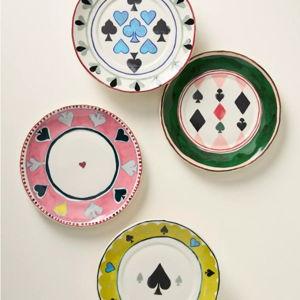 Anthropology Ace Boxed Stoneware Canape Plates, Set of 4