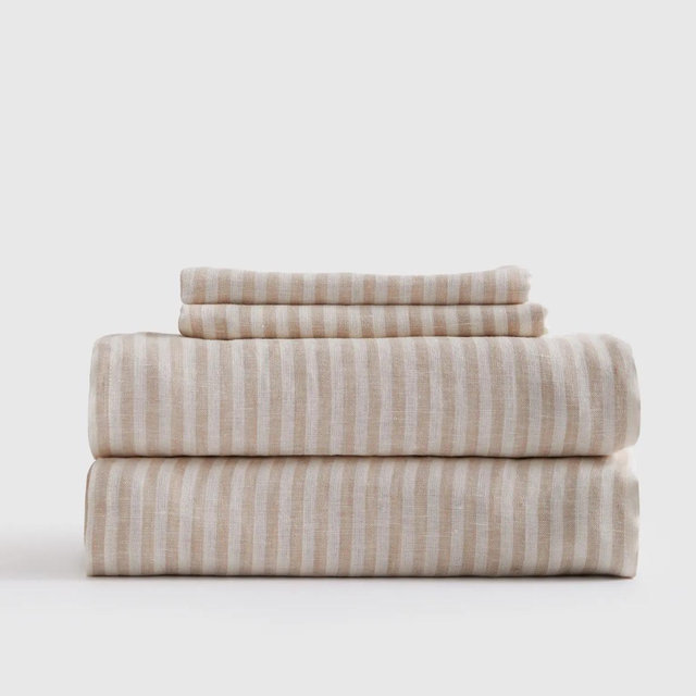 European Linen Stripe King Sheet Set | Quince