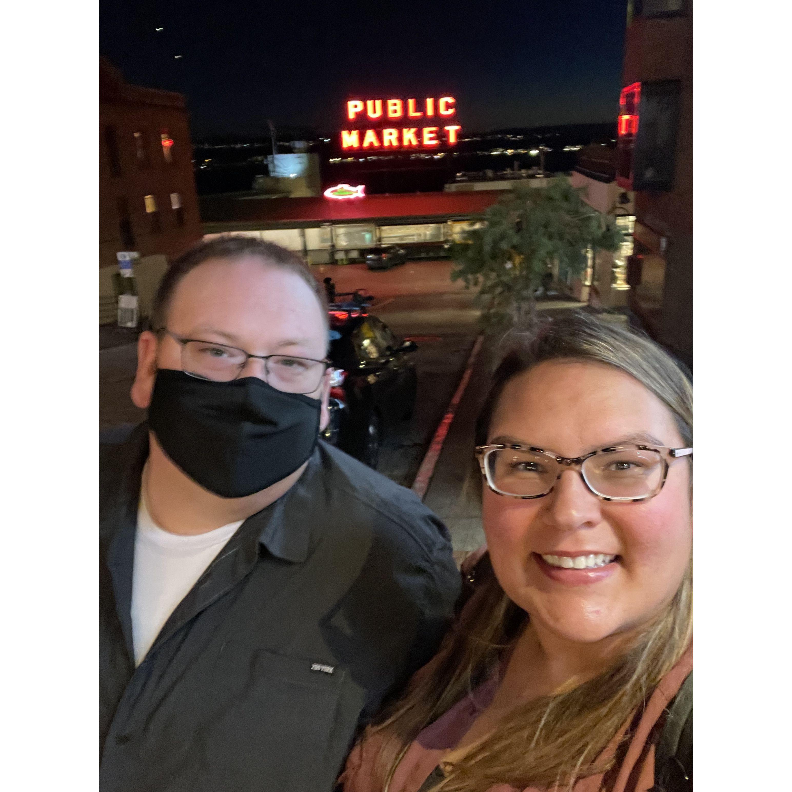 Dan's birthday get away weekend 2021! We walked to a restaurant in the rain!