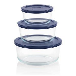 Pyrex Simply Store (3-Pack) Glass Food Storage Containers Set, (2, 4 & 7 Cup) Meal Prep Containers With Plastic BPA-Free Lids, Dishwasher & Microwave Safe