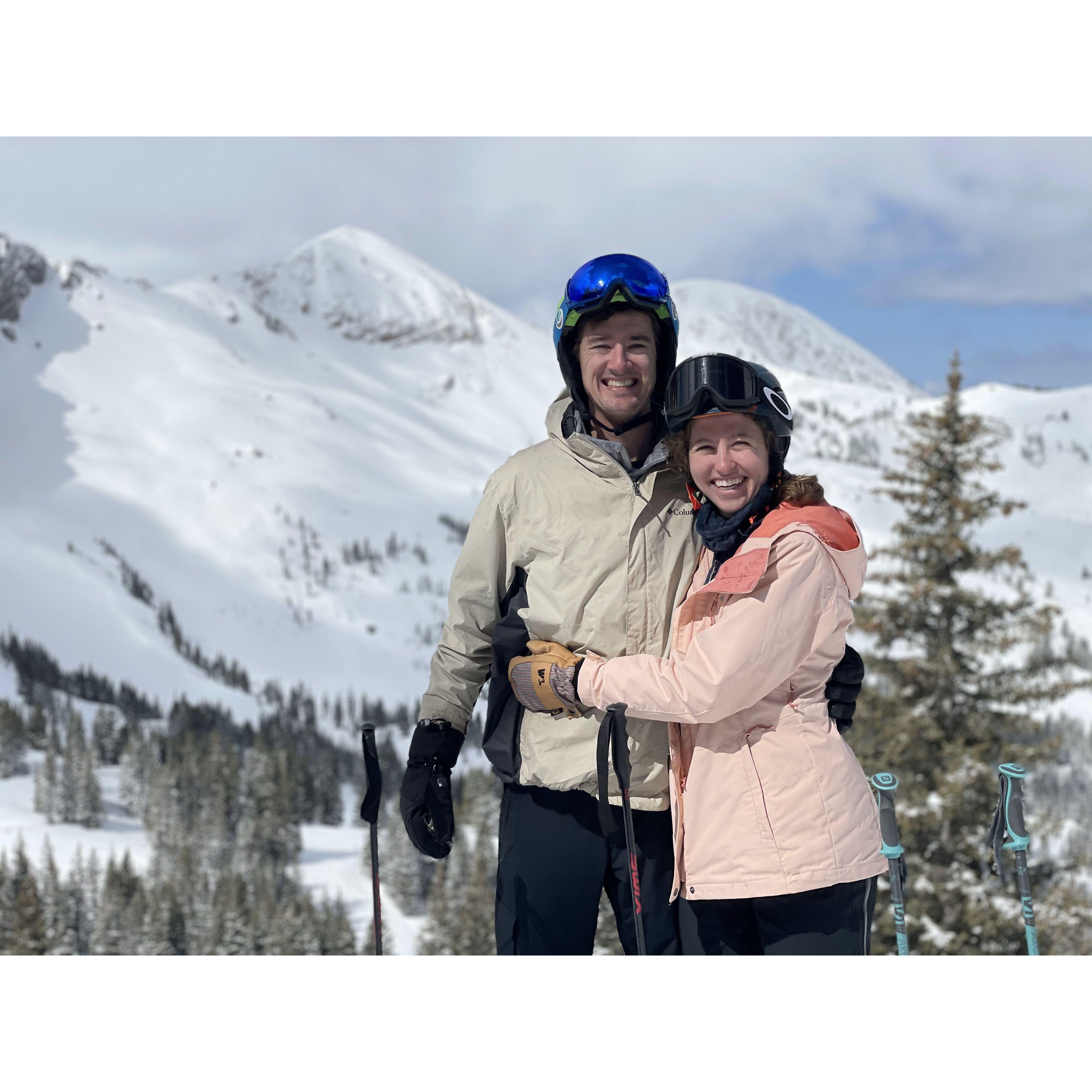 Our smiles hide how sore our legs were from hours of nonstop skiing up in Alta Ski Resort in Utah late April.