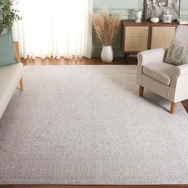 SAFAVIEH Reflection Collection Area Rug - 9' x 12', Creme & Ivory, Boho Tribal Distressed Design, Non-Shedding & Easy Care, Ideal for High Traffic Areas in Living Room, Bedroom (RFT670D)