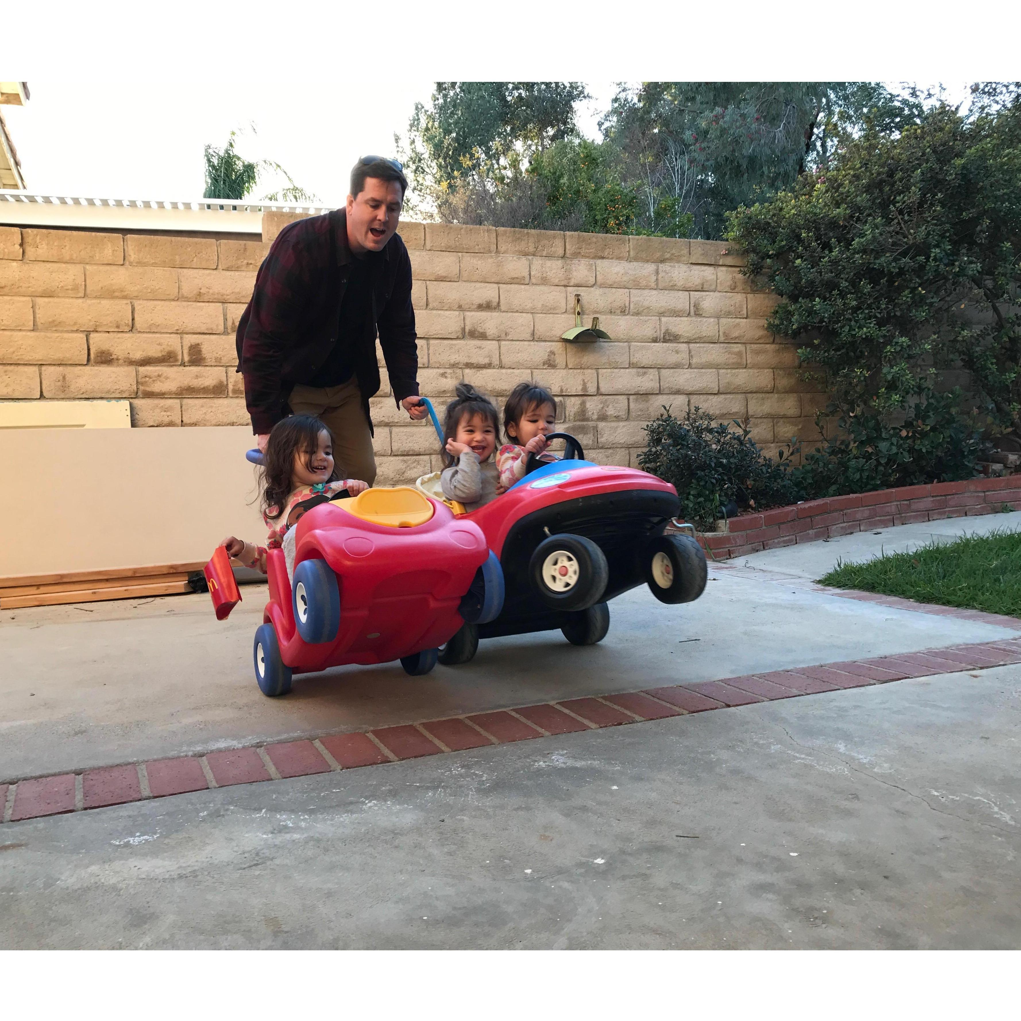 Uncle duties. Teaching our nieces how to properly drive a car.