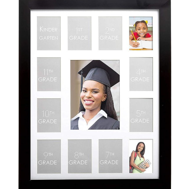 Kate & Milo School Days Frame, Holds 13 Photos k-12, Kindergarten to High School Picture Frame, Graduation Party Decorations, Multi Photo Frames Collage, Large