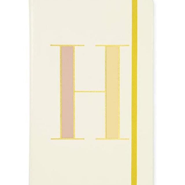 Kate Spade New York Take Note Large Leatherette Initial Notebook, Bound Journal Includes 168 Pages, H (Yellow)