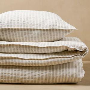 Antique White + Oatmeal Stripe Linen Cotton Duvet Cover