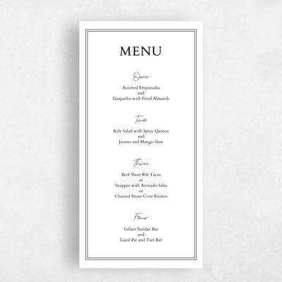 White Wedding Menu - Verona