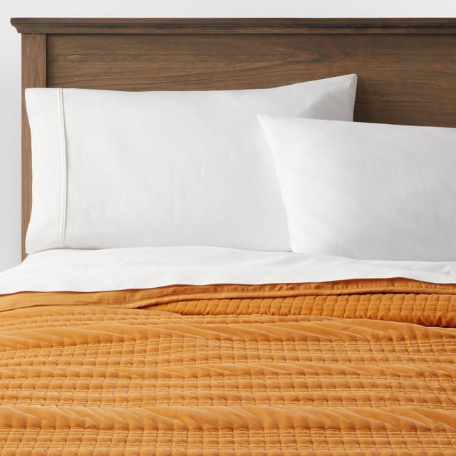 Full/Queen Lofty Velvet Quilt Dark Gold - Threshold™