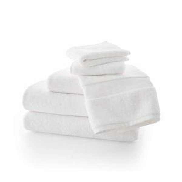Organic Turkish Cotton White Bath Towels, Set of 6