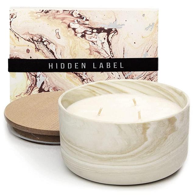 Hidden Label Scented Soy Candles, Large Candle 3 Wicks 13.6oz Vanilla Caramel Ceramic Jar Lava Collection, Gorgeous Gifts for Valentines Day Birthday Mothers Day