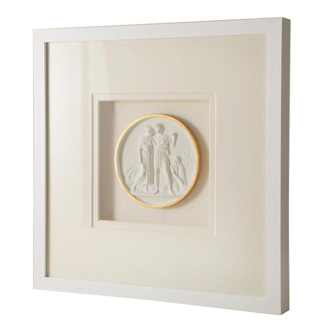 Sculpture Wall Art,French Vintage Decor with Framed,Aesthetic Gold Paintings for Home Living Room Bedroom Office and House Gallery（15.8x15.8in）
