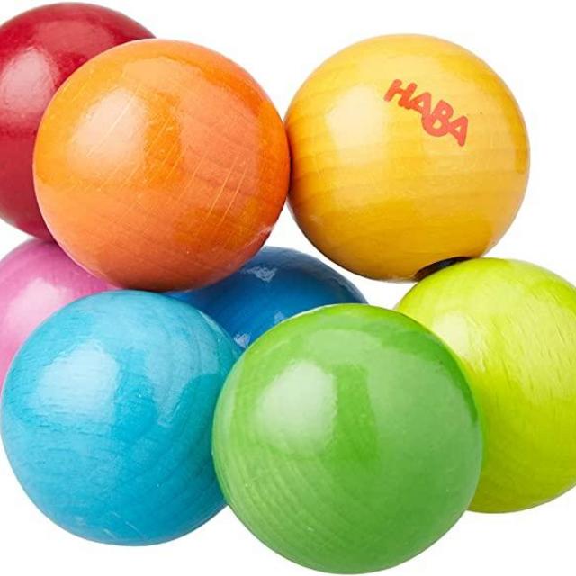 HABA Magica Wooden Baby Rattle, Clutching Toy & Teether