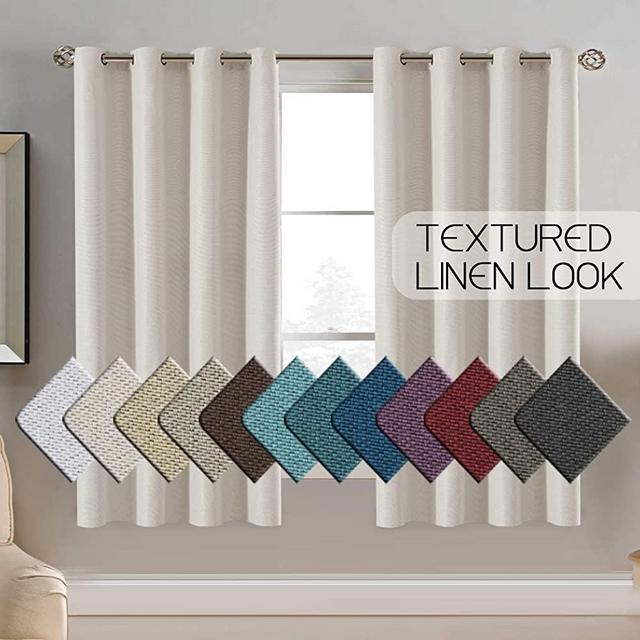 H.Versailtex Ultra Sleep Energy Saving Rich Linen Grommet Window Curtains for Spring Season, Room Darkening Curtain Panel for Bedroom, 52 by 63 Inch- Ivory Single Panel