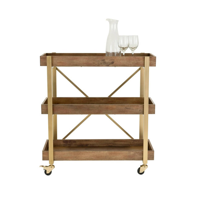 Riley 3Tier Bar Cart Gold - Adore Decor