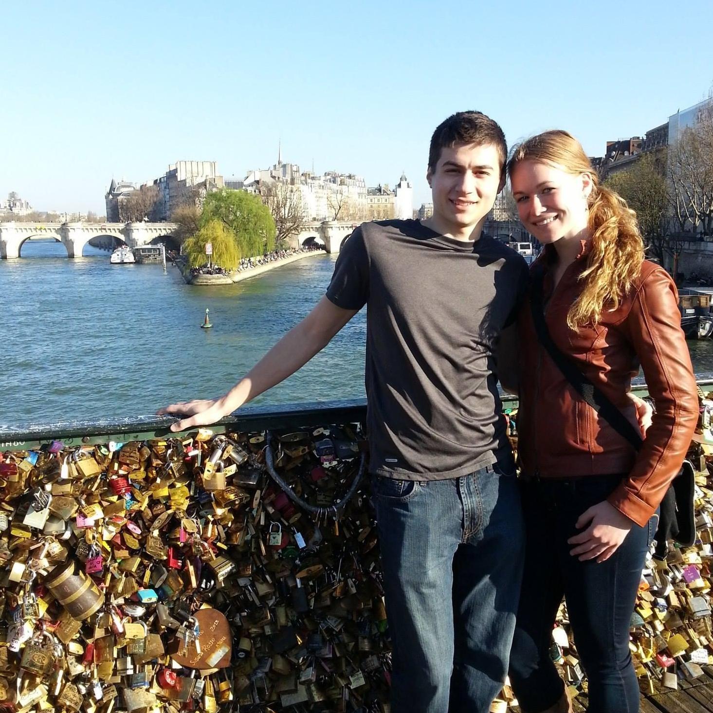 Love lock bridge in Paris, France (2014)
