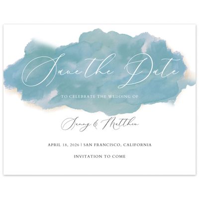 Teal Ocean, Blue Wedding Digital Save the Date - Opaline Landscape