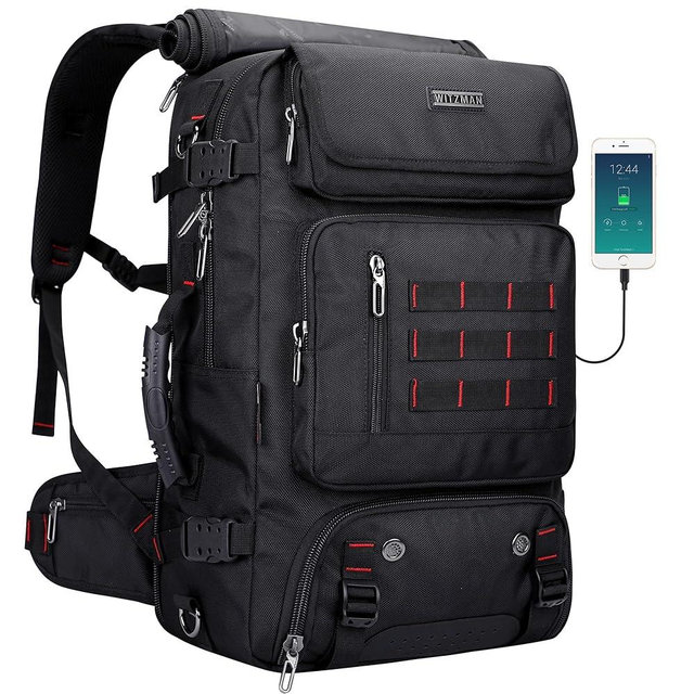 WITZMAN Carry on Travel Backpack for Men Women Airline Approved Convertible Nylon Duffle Backpack Luggage Bag (B682 Black)