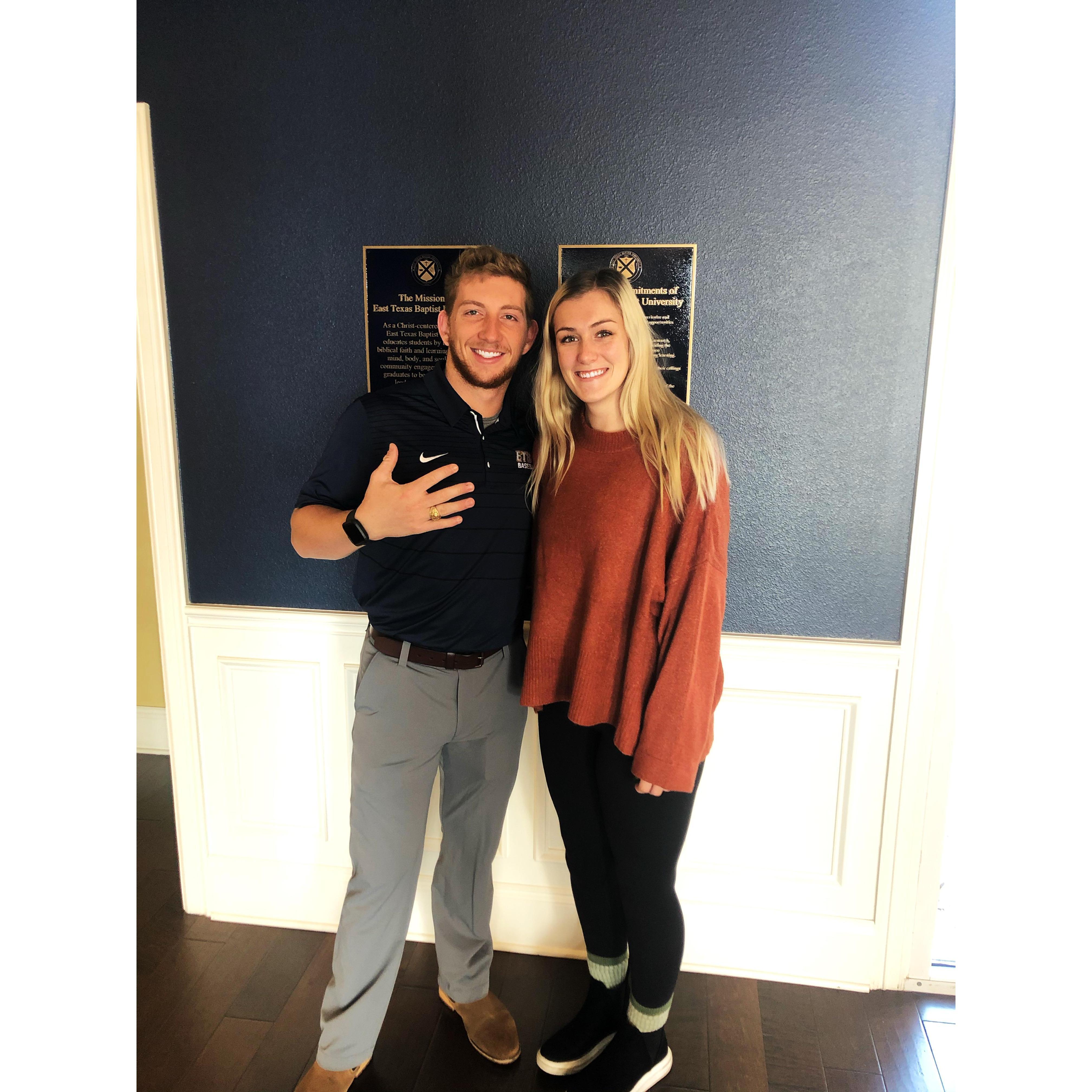 Right after Drew's ring ceremony. He got made fun of a little bit for taking the picture but it is was worth it!