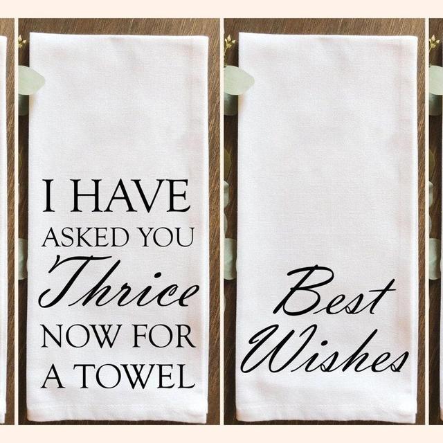 Fold In The Cheese SC's Quotes Kitchen Towels Bundle: Choose 2 from 12 Famous Sayings - Asked You Thrice -Housewarming or Christmas Gifts