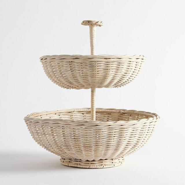 Handwoven Wicker Tiered Stand