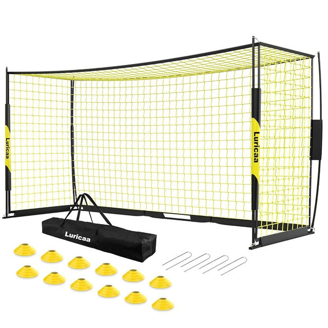 Luricaa Soccer Goal, 12×6 ft /16×7 ft Portable Soccer Goals Net for Backyard, Quick Setup Training Equipment with 1 Carry Bag, 4 Ground Nails, 12 Training Cones