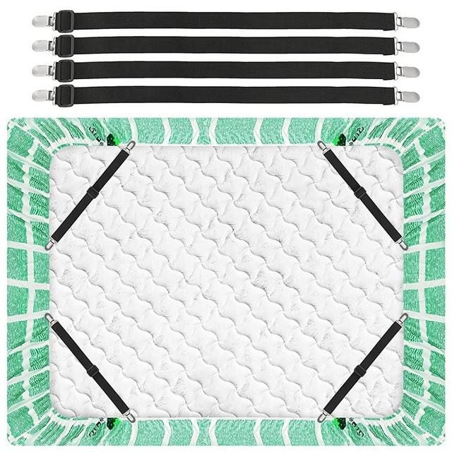 S SEEOOR Bed Sheet Holder Straps, Mattress Corner Clips, Fitted Bed Sheet Fastener Suspenders Grippers Heavy Duty for Bedding Sheets, Mattress Covers, Sofa Cushion (4 Pcs)