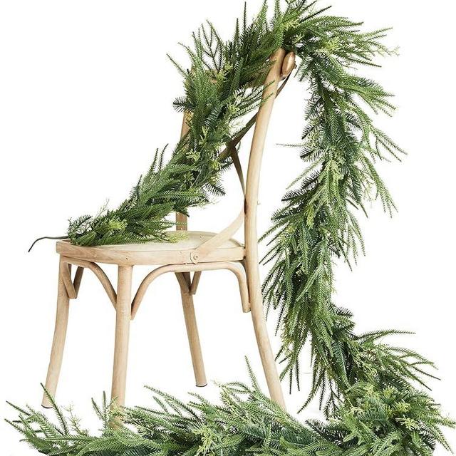 9ft Handmade Christmas Garland,Artificial Cypress Cedar Pine Needles Greenery Seasonal Garland for Christmas TV Cabinet Winter Holiday Indoor Outdoor Decoration
