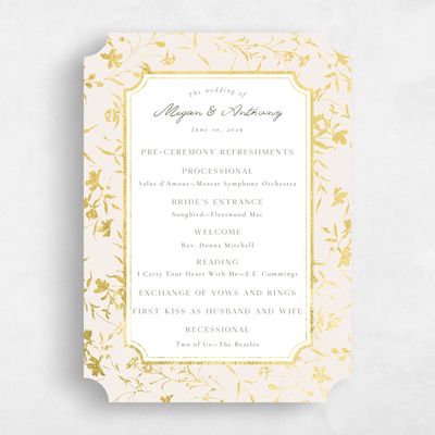 Beige Ticket Wedding Program - Vasara Foil