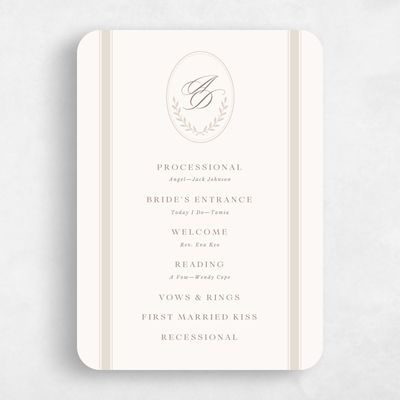Beige Rounded Wedding Program - Clyde