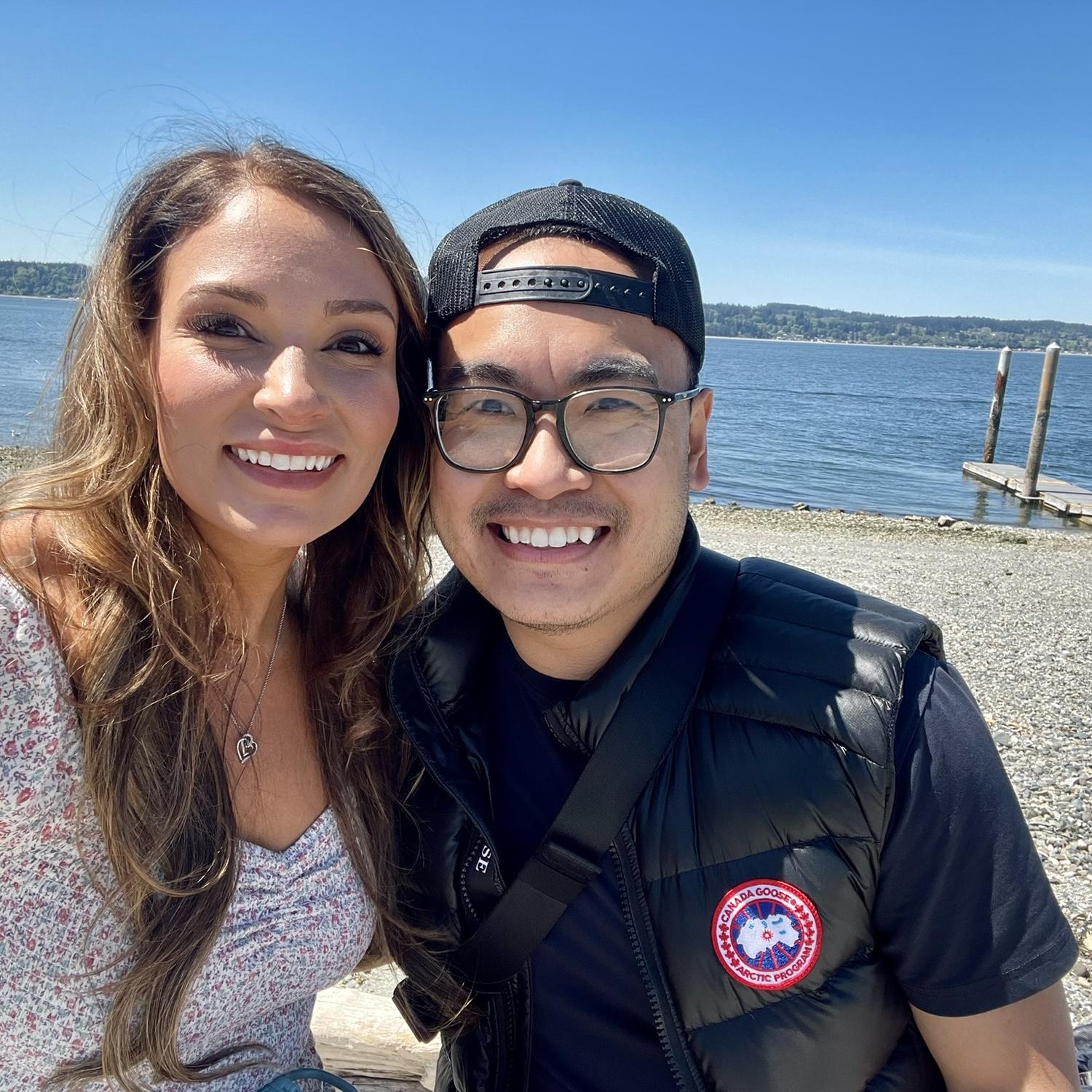 Outside of Seattle on the coastline eating Korean BBQ burritos.