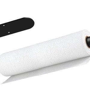 Paper Towel Holder, Self Adhesive or Drilling Paper Towel Holder Under Cabinet, Stainless Steel Black Paper Towel Holders Wall Mount for Kitchen, Bathroom, Sink, Pantry, Fridge