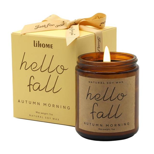 Fall Decorations for Home - Fall Candles, Fall Gifts for Women, Natural Soy Wax Autumn Morning Scented Candles